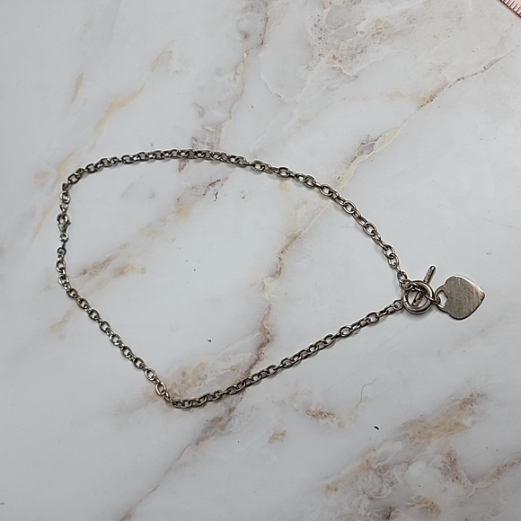 Sterling silver toggle heart charm necklace